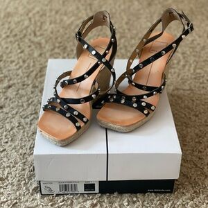 Dolce Vita Black studded stella Wedge Sandals
